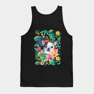 Tropical Short Haired Black and White Chihuahua Tank Top